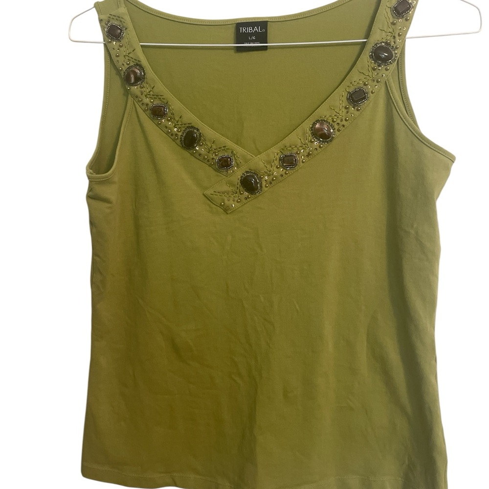 Tribal Olive Green Tank